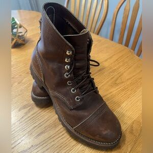 These are hardly worn Red Wing Iron Rangers with a custom vibram lugged sole.